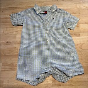 Tommy Hilfiger Yellow and Blue Checkered Romper